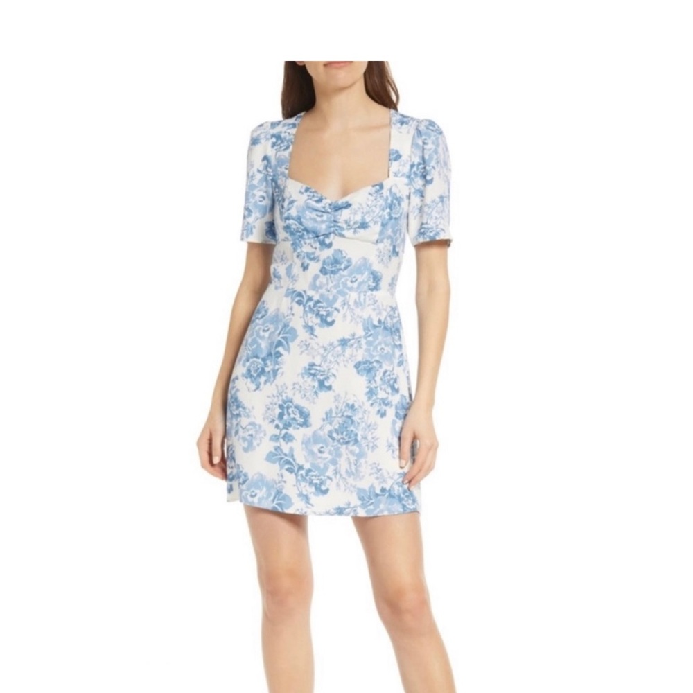 Reformation Brittney Puff Sleeve Floral Dress Olympia Sweetheart Rose Mini Dress